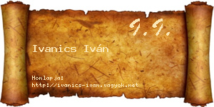 Ivanics Iván névjegykártya